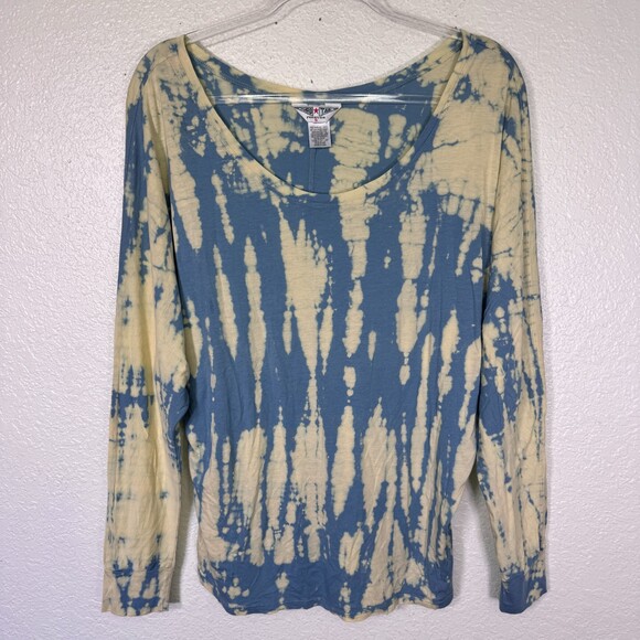 Hard Tail Forever Tops - Hard Tail Top Womens Small Tie Dye Long Sleeve Tunic Cotton Modal Artsy USA Y2K